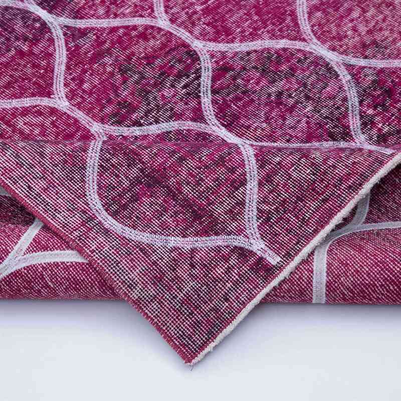 Pink Embroidered Over-dyed Turkish Vintage Runner - 4' 10" x 12' 4" (58 in. x 148 in.) - K0038802