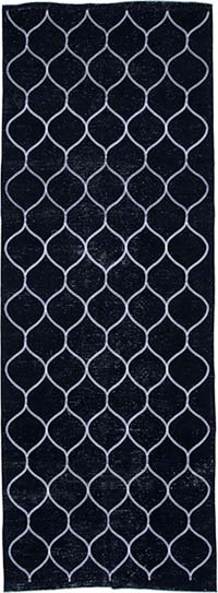 Black Embroidered Over-dyed Turkish Vintage Runner - 4' 8" x 12' 8" (56" x 152")