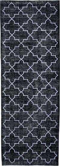 İşlemeli ve Boyalı El Dokuma Vintage Halı - 145 cm x 405 cm