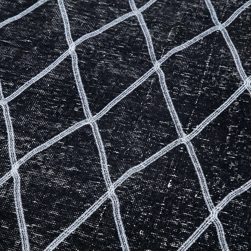 Negro Alfombra Turca bordada sobre teñida vintage - 145 cm x 350 cm - K0038808