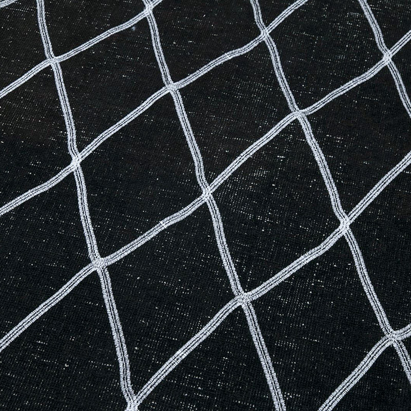 Negro Alfombra Turca bordada sobre teñida vintage - 148 cm x 382 cm - K0038809