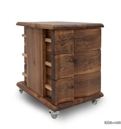 3-Drawer Solid Walnut Cabinet