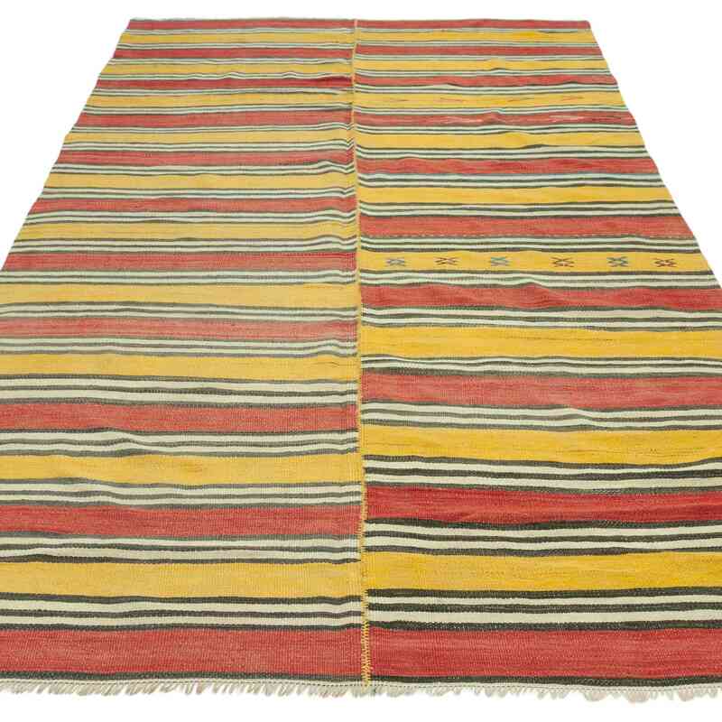 Amarillo, Rojo Alfombra Vintage Capadocia Kilim - 162 cm x 287 cm - K0038910