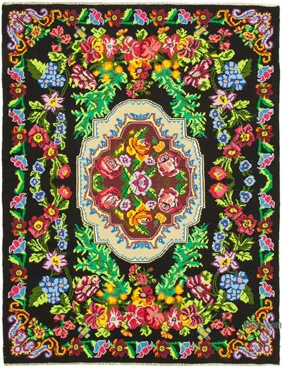 Vintage Handwoven Moldovan Kilim Rug - 7' 5" x 9' 7" (89 in. x 115 in.)