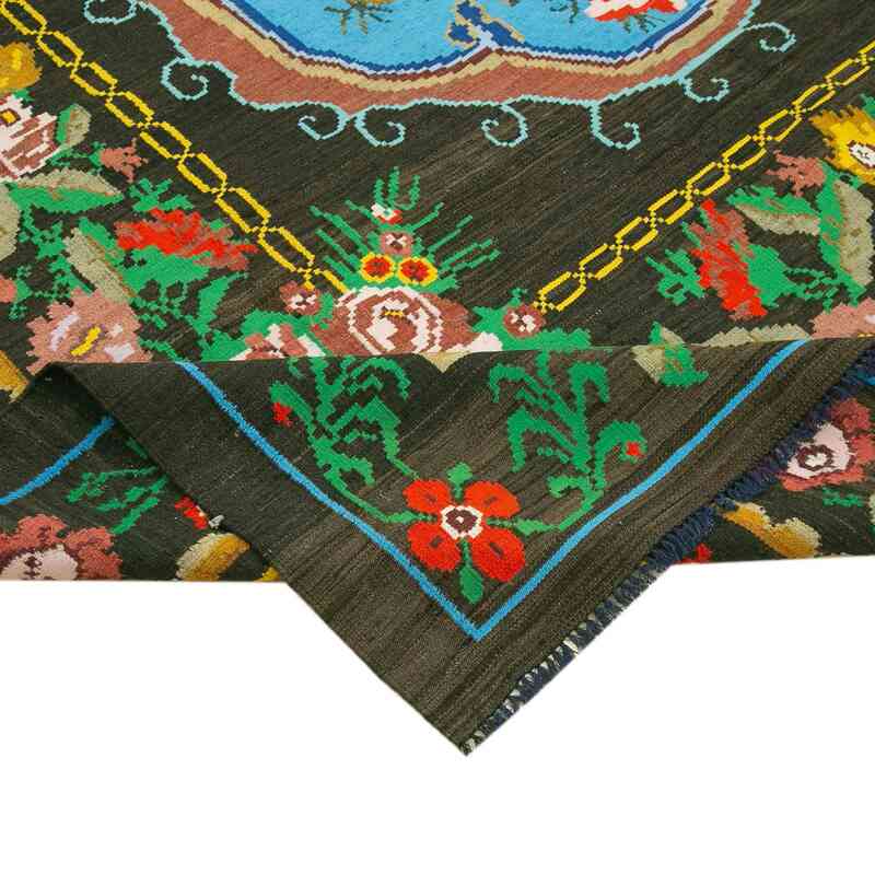 Multicolor Vintage Handwoven Moldovan Kilim Rug - 7' 10" x 12' 3" (94 in. x 147 in.) - K0038950