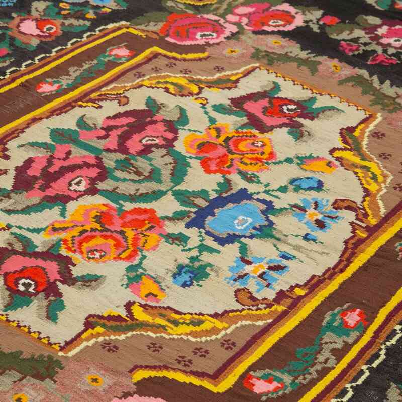 Multicolor Vintage Handwoven Moldovan Kilim Area Rug - 7' 1" x 9' 10" (85 in. x 118 in.) - K0038951