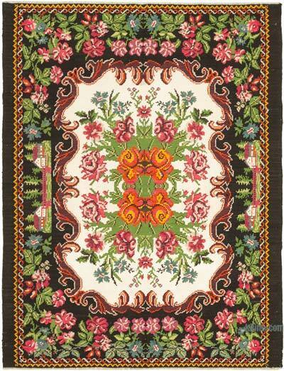 Vintage Handwoven Moldovan Kilim Rug - 6' 10" x 8' 10" (82 in. x 106 in.)