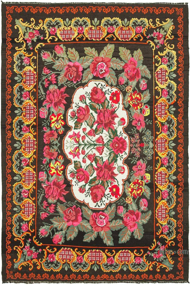 Multicolor Vintage Handwoven Moldovan Kilim Rug - 7' 2" x 10' 8" (86 in. x 128 in.) - K0038994