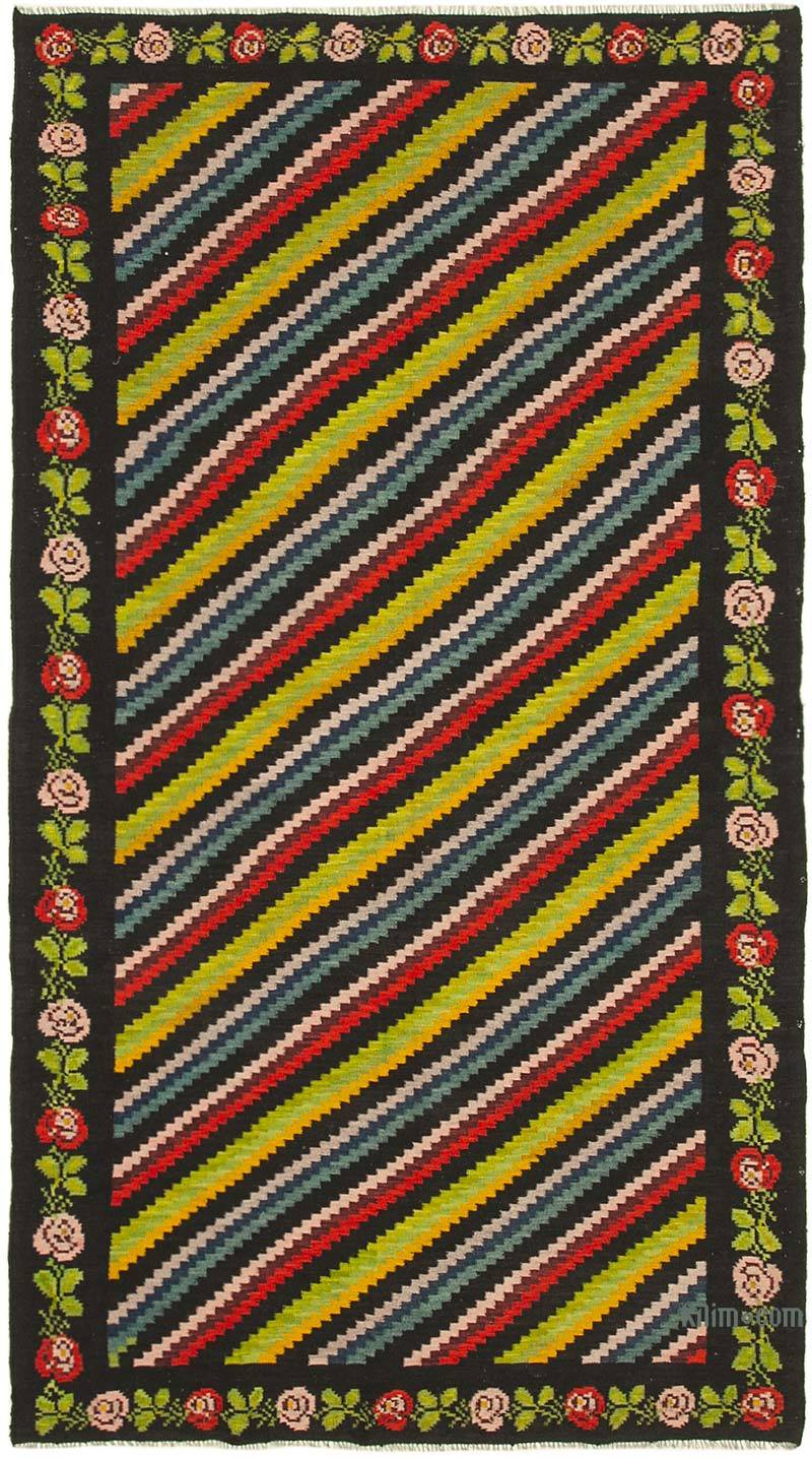 Multicolor Vintage Handwoven Moldovan Kilim Area Rug - 5' 8" x 10' 2" (68 in. x 122 in.) - K0039106