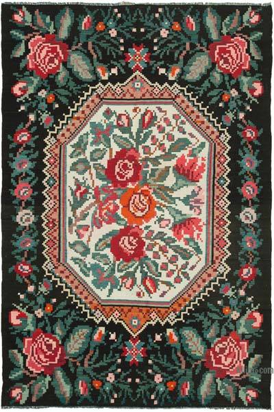 多色复古手工编织摩尔多瓦Kilim地毯- 6' 2