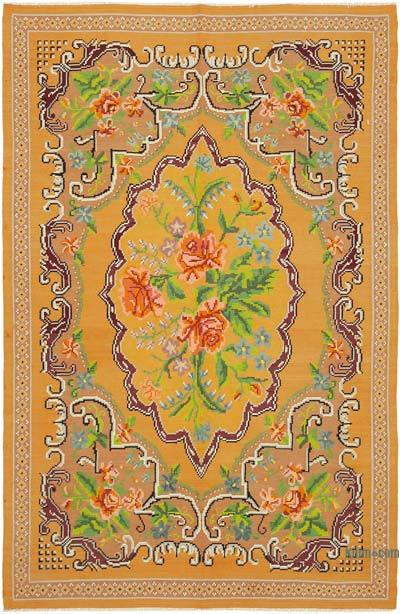 Multicolor Vintage Handwoven Moldovan Kilim Area Rug - 6' 7" x 9' 10" (79 in. x 118 in.)