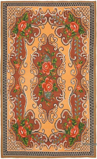 多色复古手工编织摩尔多瓦Kilim地毯- 5' 9