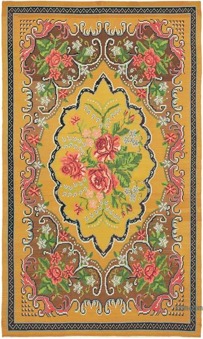 多色复古手织摩尔多瓦Kilim地毯- 6' 3