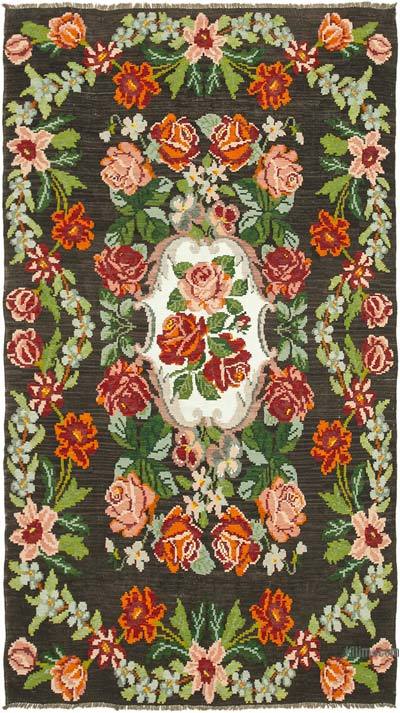 多色复古手织摩尔多瓦Kilim地毯- 6' 3