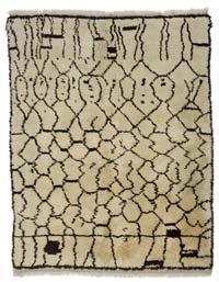 Bej, Kahverengi Yeni Fas Stili El Dokuma Tulu - 180 cm x 222 cm