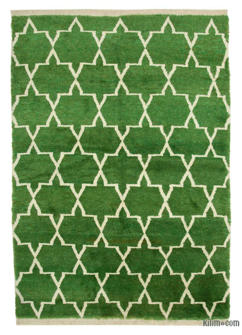 Yeşil Fas Stili El Dokuma Tülü - 231 cm x 335 cm - K0039225
