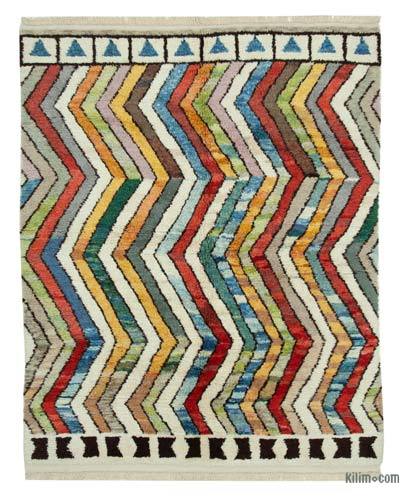 Çok Renkli Fas Stili El Dokuma Tülü - 222 cm x 270 cm