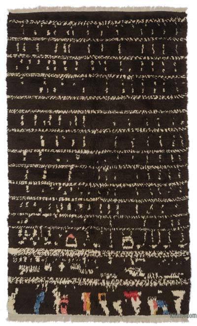 Brown, Beige New Moroccan Style Hand-Knotted Tulu Rug - 5'  x 8' 5" (60" x 101")
