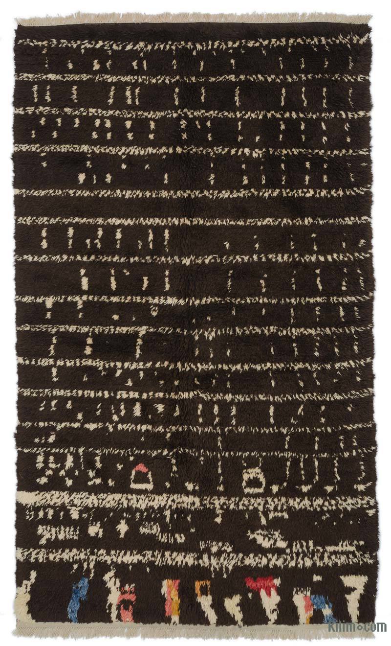 Marrón, Beige Alfombra "Tulu" de estilo marroquí anudada a mano - 153 cm x 257 cm - K0039228