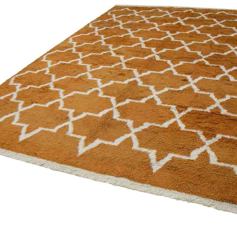 Orange Moroccan Style Hand-Knotted Tulu Rug - 8' 11" x 12' 8" (107 in. x 152 in.) - K0039231