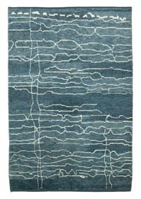 Blue New Moroccan Style Hand-Knotted Tulu Rug - 6' 4" x 9' 2" (76" x 110")