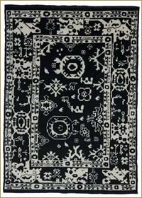 Black New Hand-Knotted Rug - 7' 6" x 10' 3" (90" x 123")