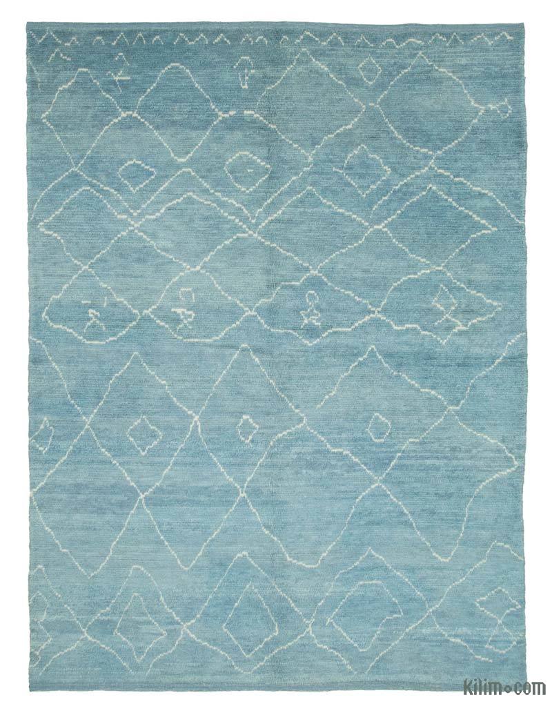 Blue Moroccan Style Hand-Knotted Tulu Rug - 7' 8" x 10' 3" (92 in. x 123 in.) - K0039242