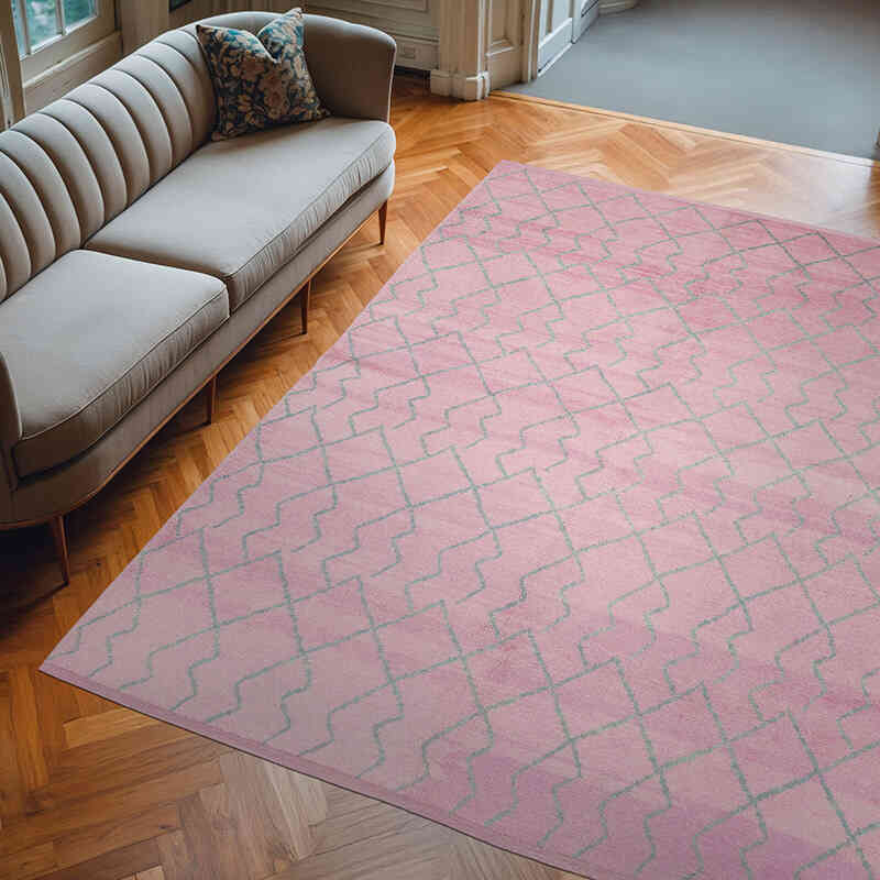 Rosado Alfombra "Tulu" de estilo marroquí anudada a mano - 240 cm x 297 cm - K0039246