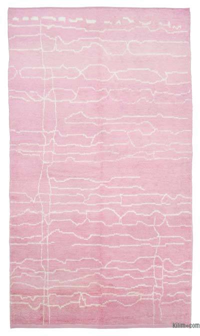 粉色摩洛哥风格手结图鲁地毯- 6' 2