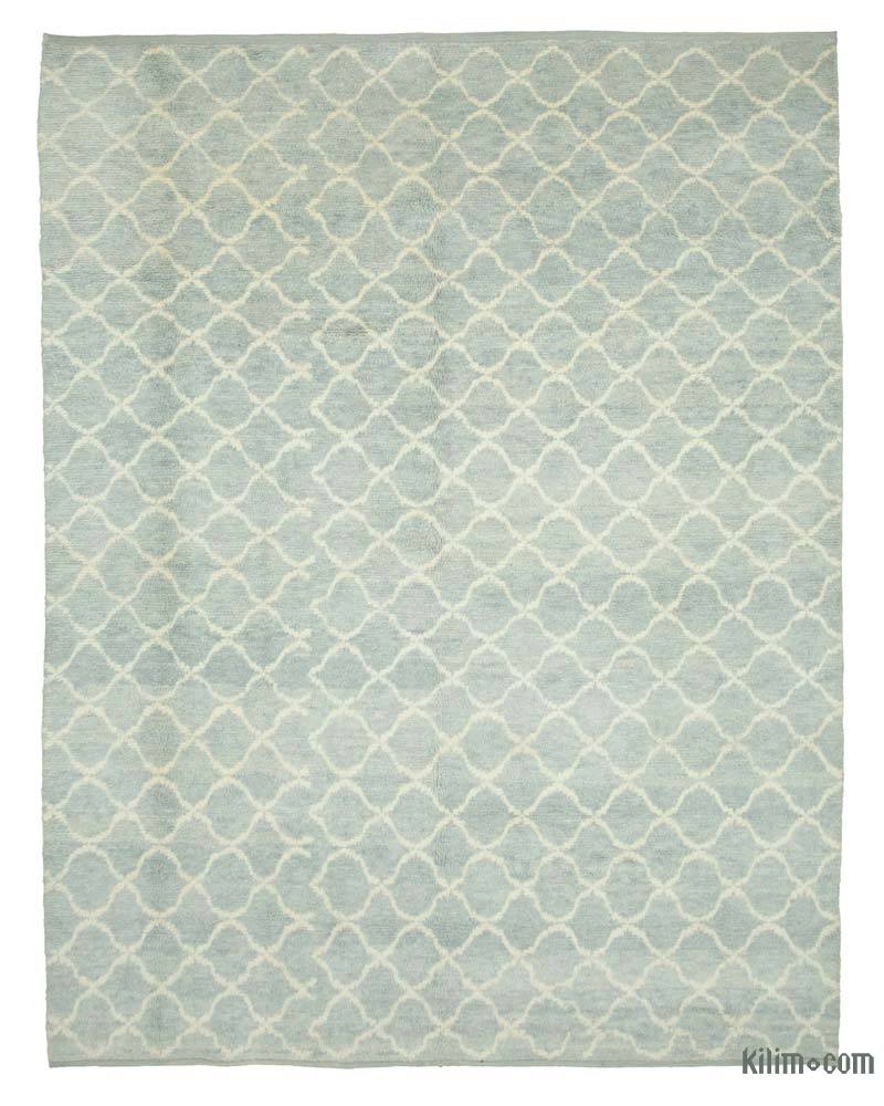 Blue Moroccan Style Hand-Knotted Tulu Rug - 9' 1" x 11' 8" (109 in. x 140 in.) - K0039249