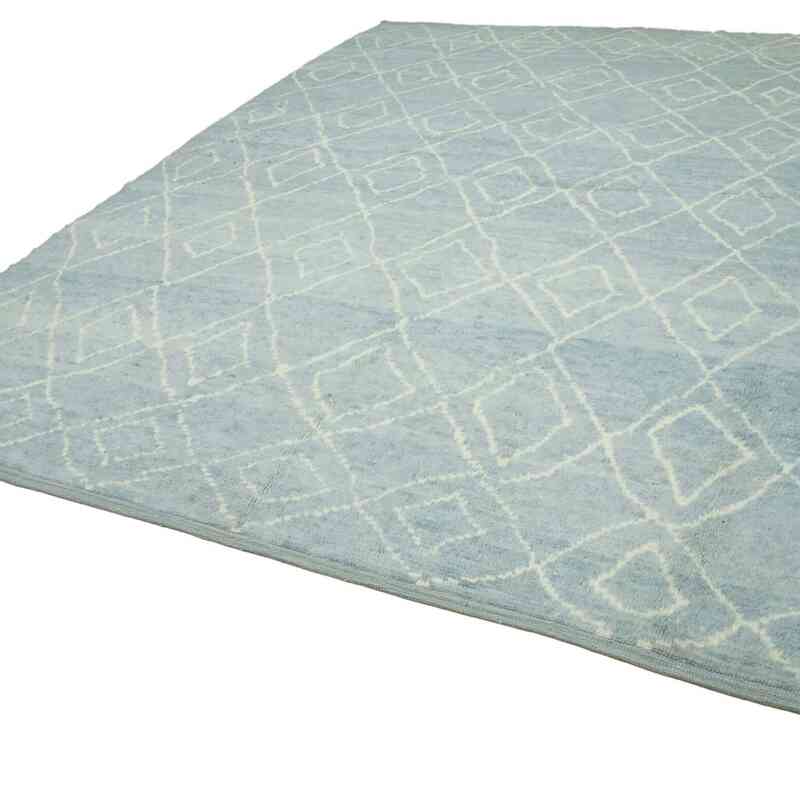 Açık Mavi Fas Stili El Dokuma Tülü - 297 cm x 376 cm - K0039255
