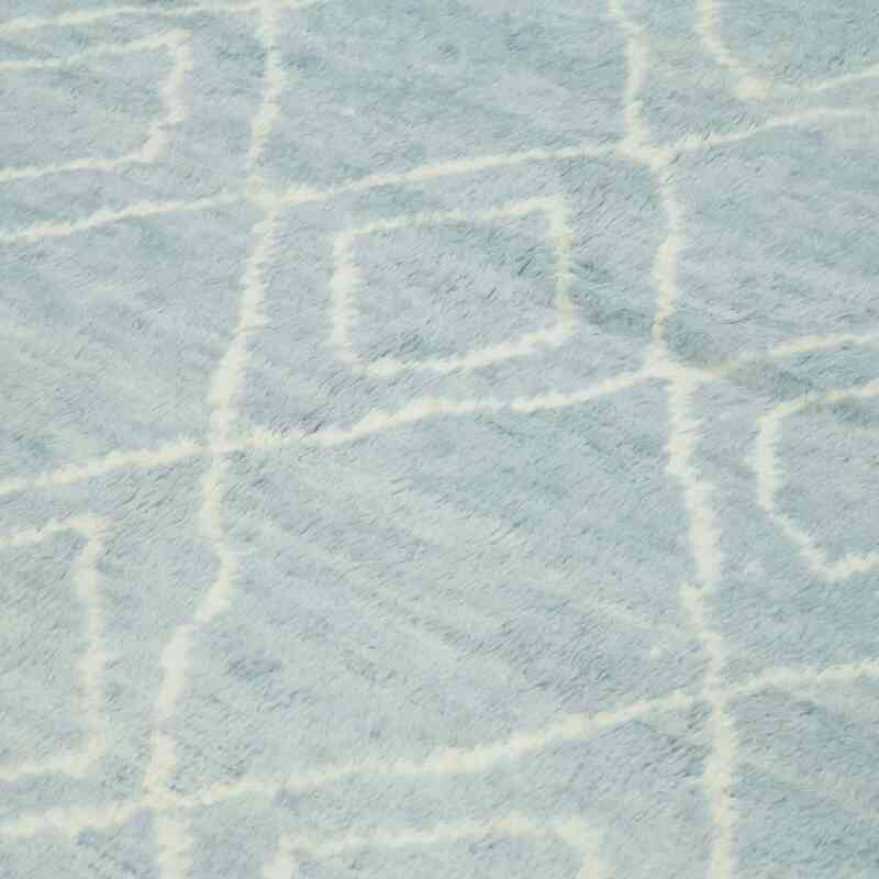 Açık Mavi Fas Stili El Dokuma Tülü - 297 cm x 376 cm - K0039255