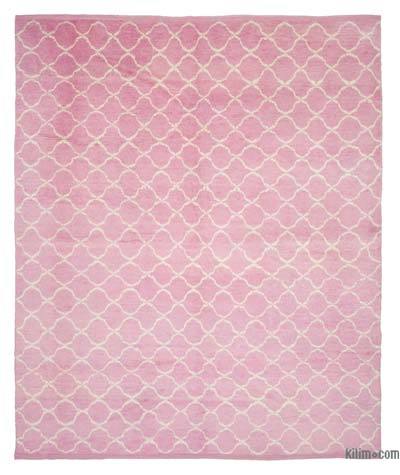Pink Moroccan Style Hand-Knotted Tulu Rug - 9' 7" x 11' 4" (115 in. x 136 in.)