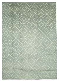Gray New Moroccan Style Hand-Knotted Tulu Rug - 9' 11" x 13' 9" (119" x 165")
