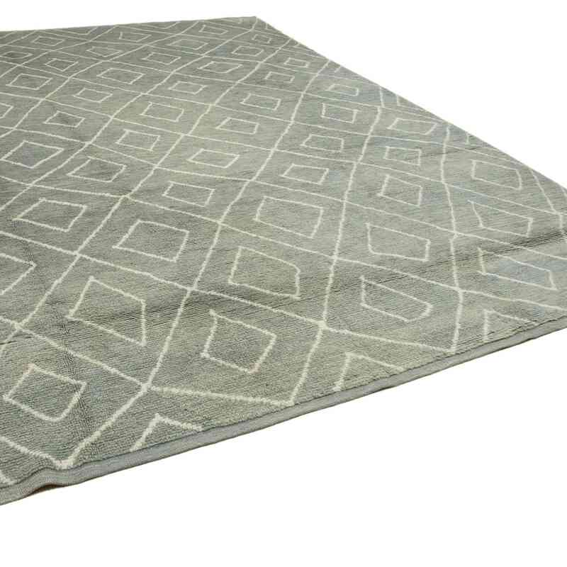 Grey Moroccan Style Hand-Knotted Tulu Rug - 9' 11" x 13' 9" (119 in. x 165 in.) - K0039260