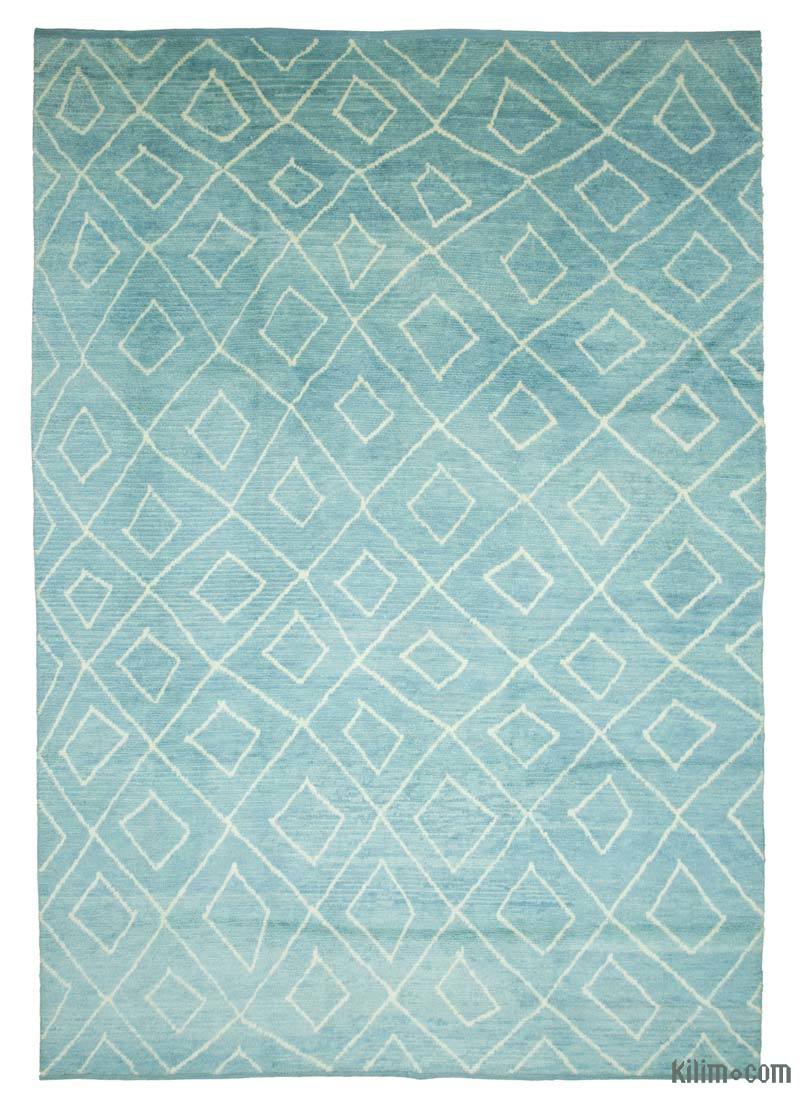 Blue Moroccan Style Hand-Knotted Tulu Rug - 9' 9" x 14' 3" (117 in. x 171 in.) - K0039261