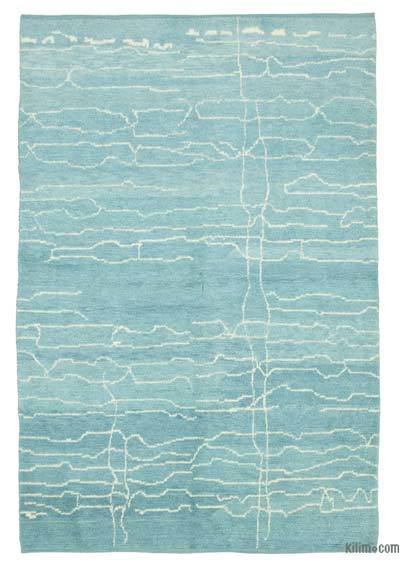 Blue Moroccan Style Hand-Knotted Tulu Rug - 6' 5" x 9' 6" (77 in. x 114 in.)