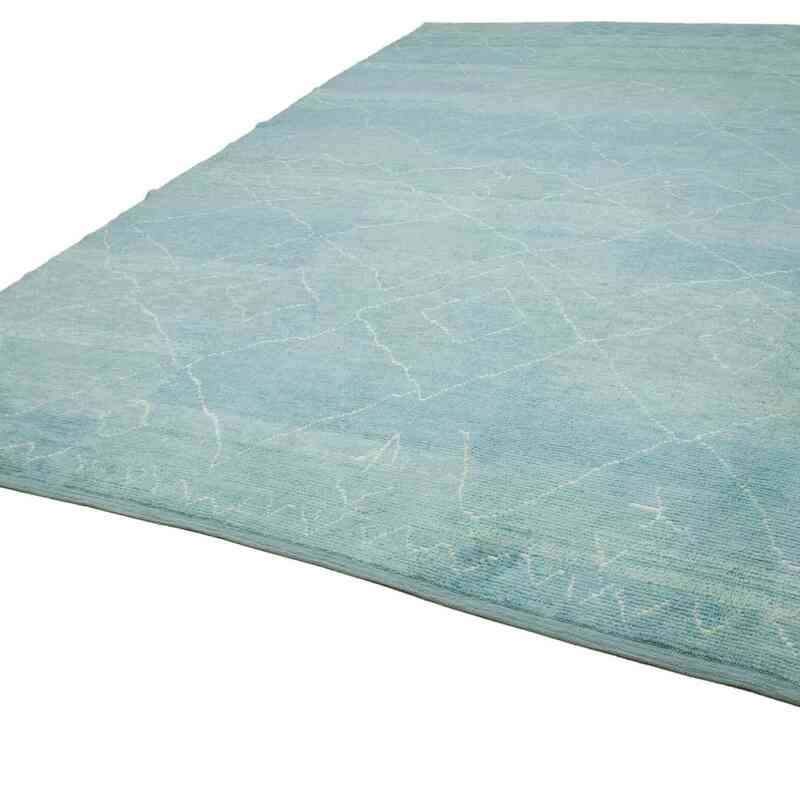 Blue Moroccan Style Hand-Knotted Tulu Rug - 9' 11" x 13' 10" (119 in. x 166 in.) - K0039279