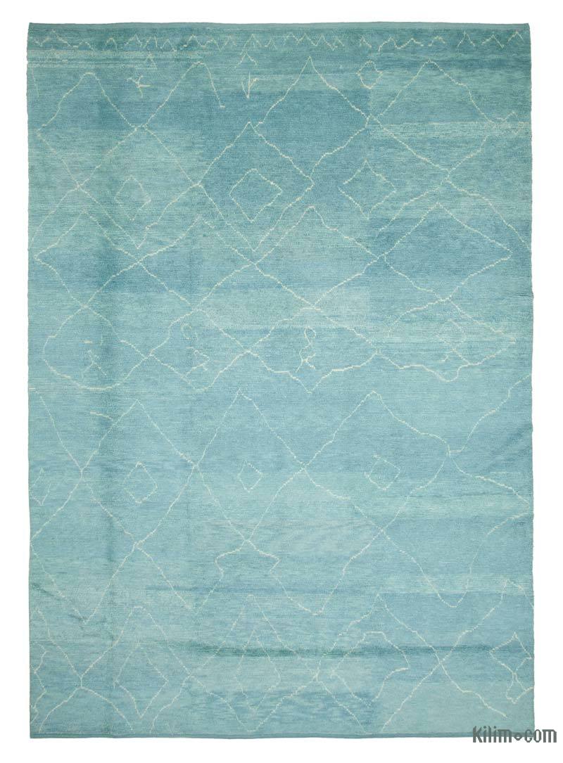 Blue Moroccan Style Hand-Knotted Tulu Rug - 9' 11" x 13' 10" (119 in. x 166 in.) - K0039279