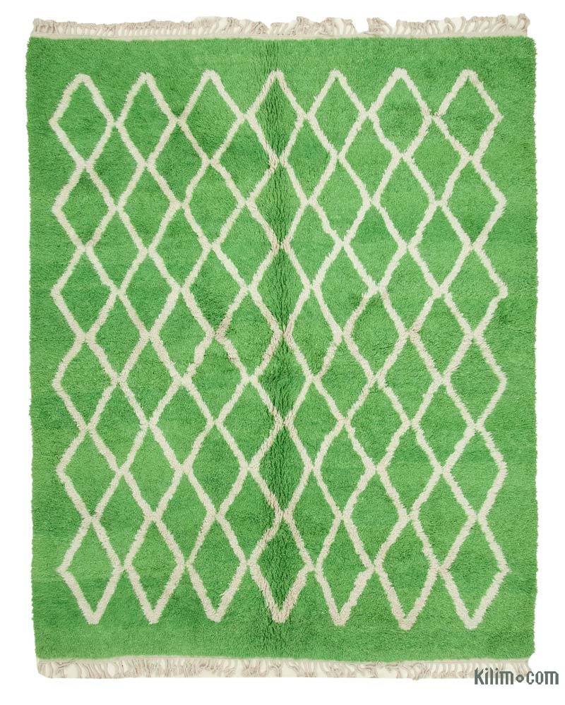 Yeşil Fas Stili El Dokuma Tülü - 255 cm x 320 cm - K0039280