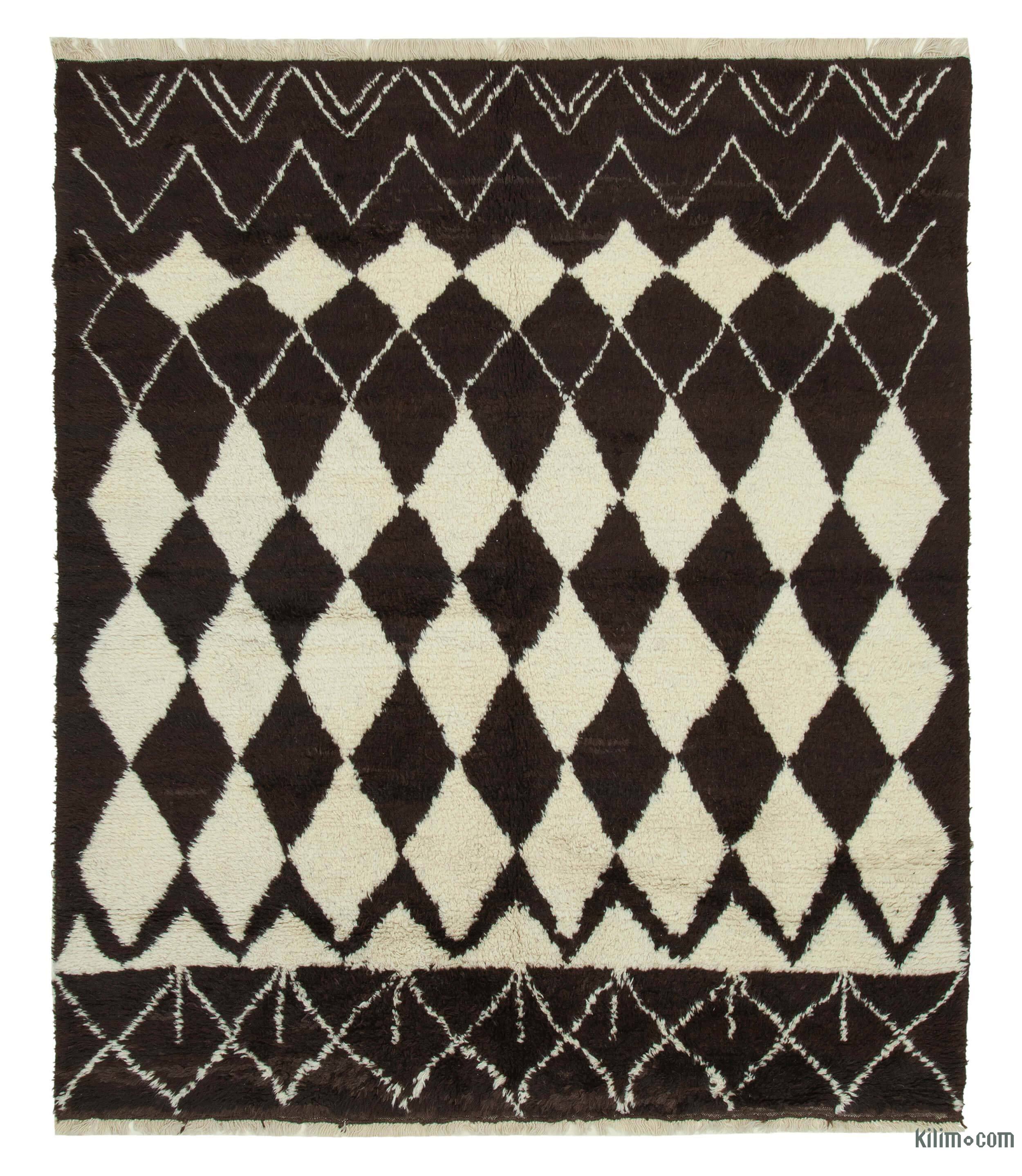 K0039285 Beige Moroccan Style Hand-Knotted Tulu - 7' 10" x 9' 2" (94 in. x 110 in.) | The Source for Vintage Rugs, Tribal Kilim Rugs, Wool Turkish Rugs, Overdyed Persian Rugs,
