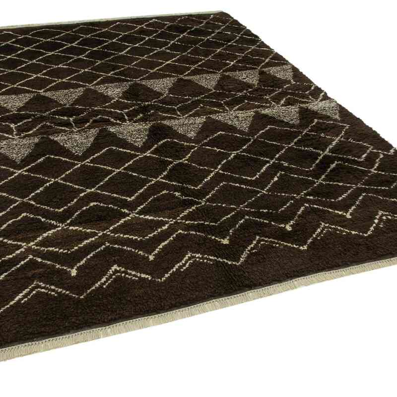 Brown Moroccan Style Hand-Knotted Tulu Rug - 7' 1" x 8' 11" (85 in. x 107 in.) - K0039286