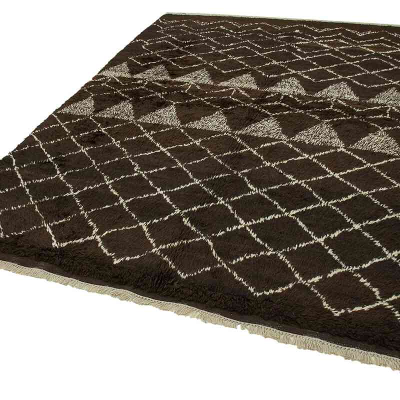 Brown Moroccan Style Hand-Knotted Tulu Rug - 7' 1" x 8' 11" (85 in. x 107 in.) - K0039286