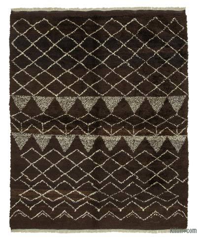 Kahverengi Fas Stili El Dokuma Tülü - 217 cm x 272 cm