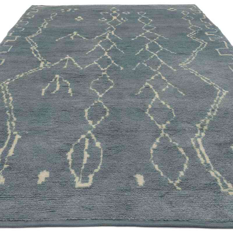 Blue Moroccan Style Hand-Knotted Tulu Rug - 6' 3" x 10' 9" (75 in. x 129 in.) - K0039291