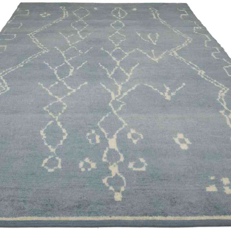 Blue Moroccan Style Hand-Knotted Tulu Rug - 6' 3" x 10' 9" (75 in. x 129 in.) - K0039291
