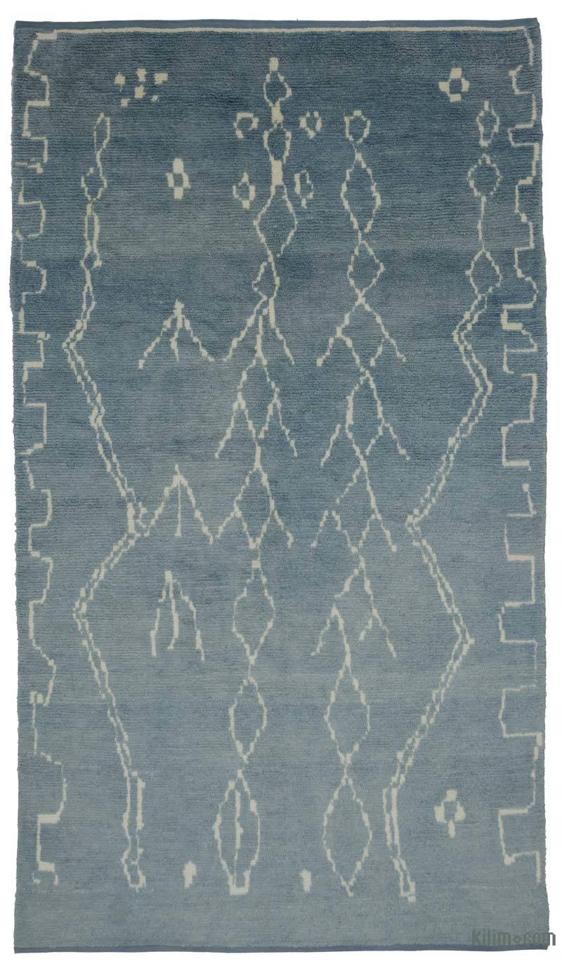 Blue Moroccan Style Hand-Knotted Tulu Rug - 6' 3" x 10' 9" (75 in. x 129 in.) - K0039291