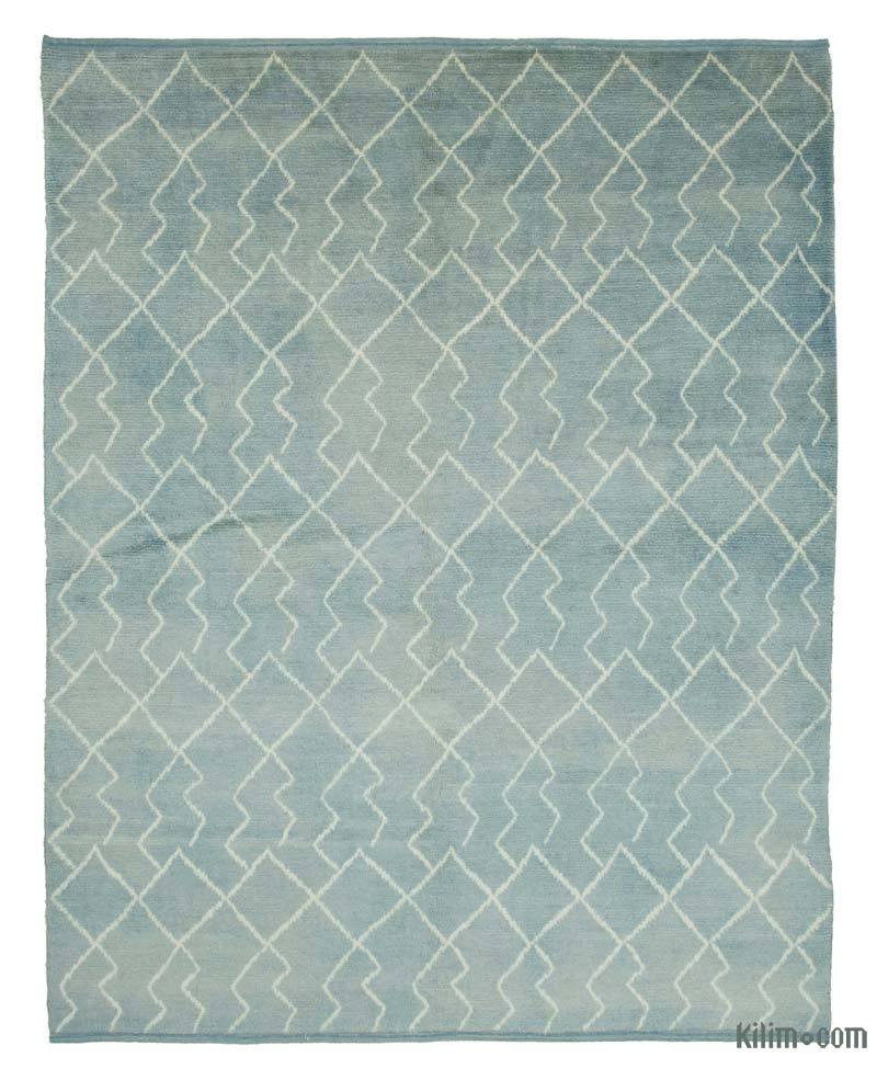 Blue Moroccan Style Hand-Knotted Tulu Rug - 7' 9" x 9' 7" (93 in. x 115 in.) - K0039293