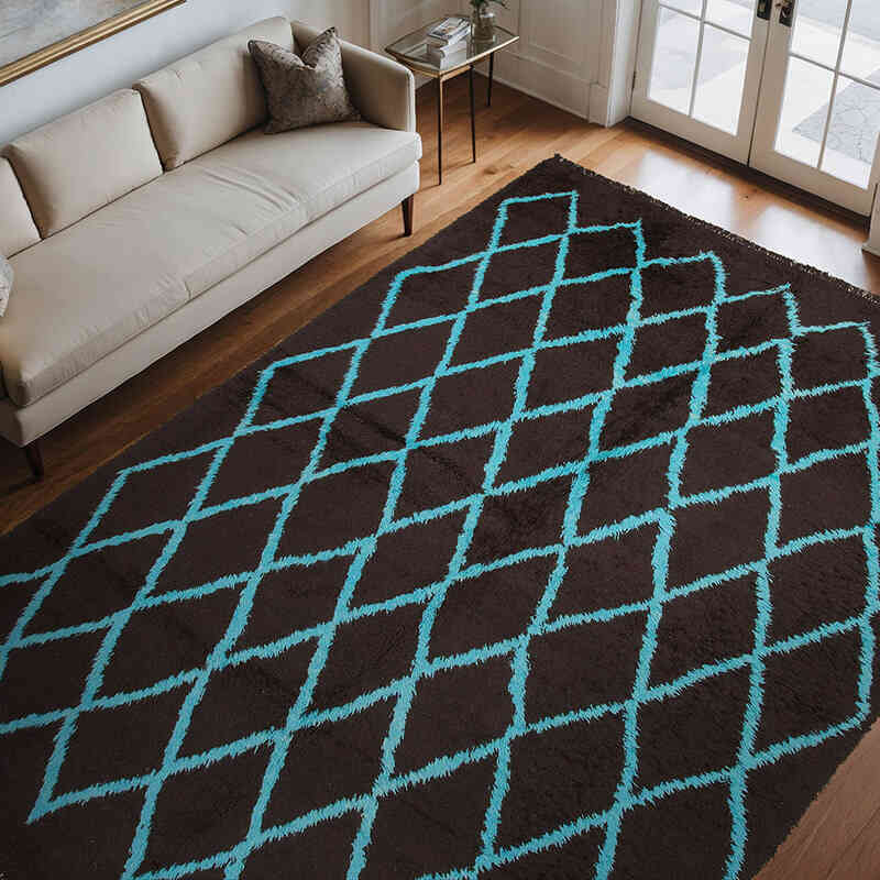 Kahverengi Yeni Fas Stili El Dokuma Tulu - 275 cm x 370 cm - K0039294