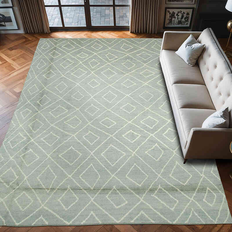 Gris Alfombra "Tulu" de estilo marroquí anudada a mano - 287 cm x 415 cm - K0039307